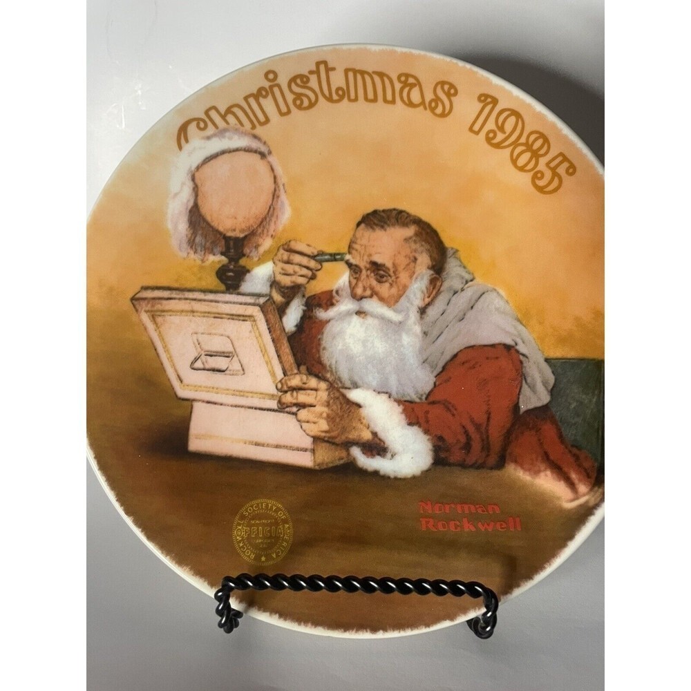 Norman Rockwell Society of America 1985‎ "Grandpa Plays Santa" Christmas Plate